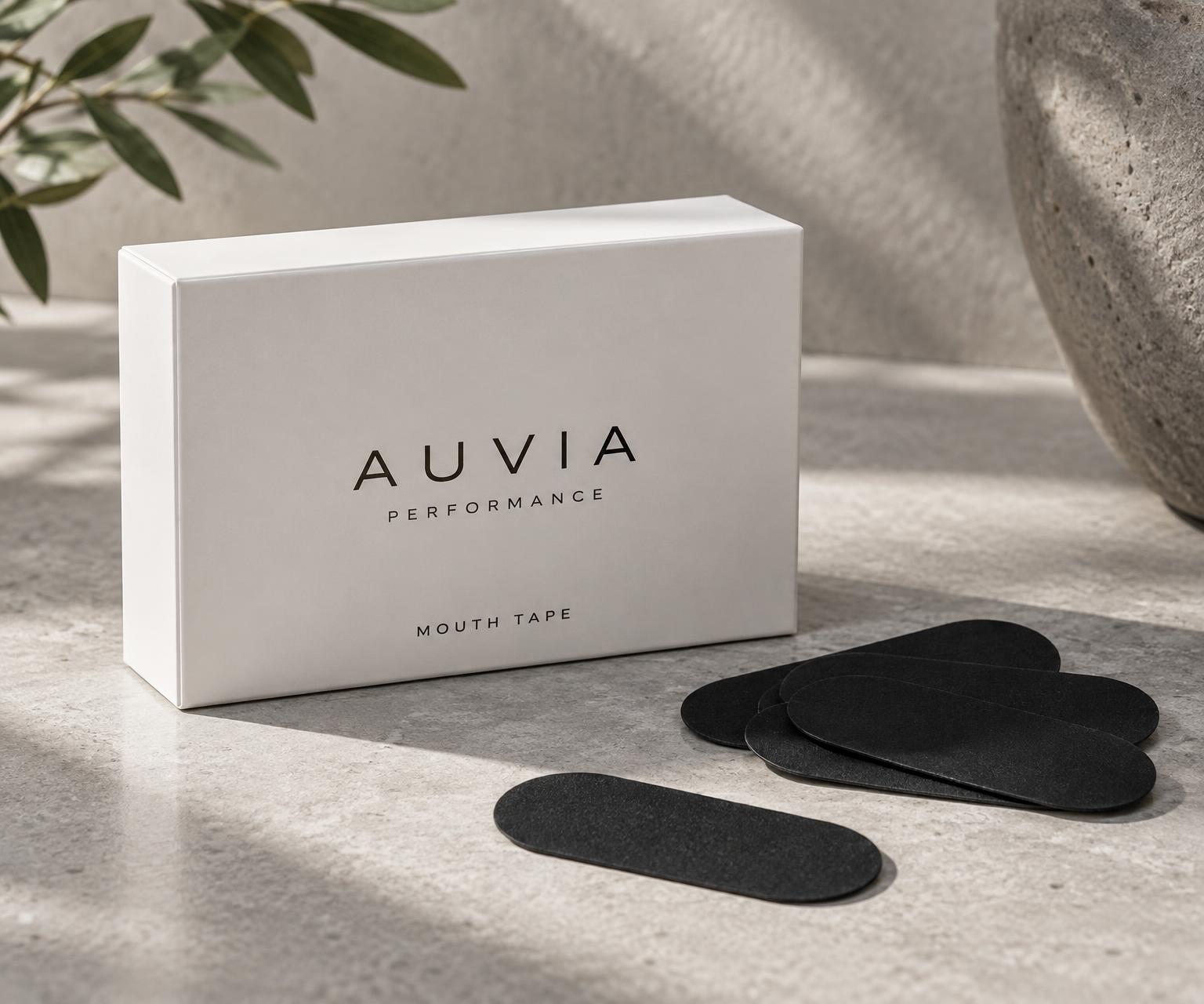 Embalagem AUVIA Performance Fita Bucal e fitas bucais